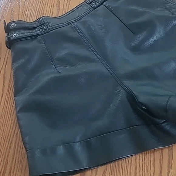 Free People Black Faux Leather High Waisted Shorts 2 - Picture 5 of 9